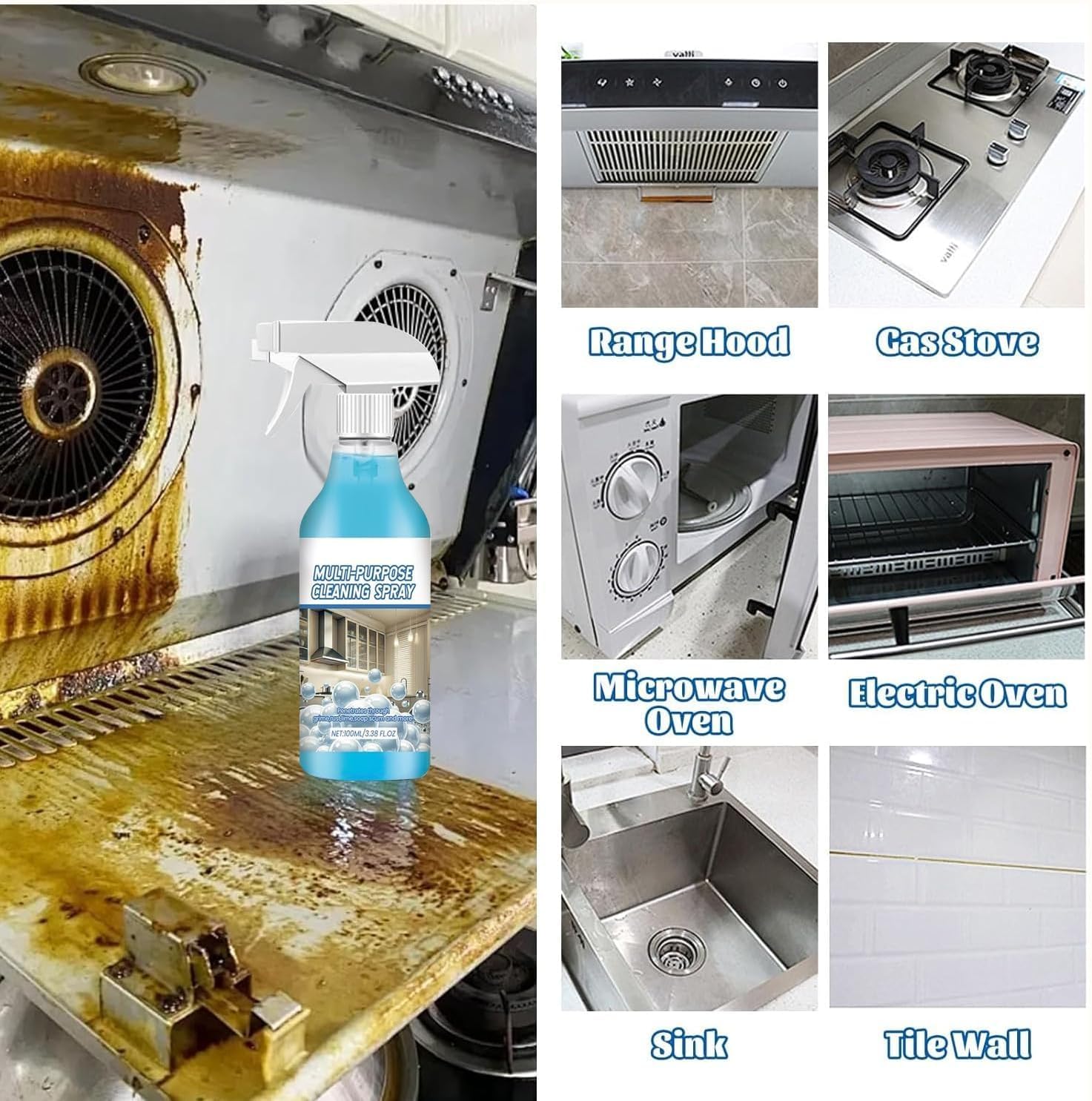 2PC Spray Splash Cleaner, 2026 New Multi-Purpose Handheld Degreaser, Upgraded Foam spray for Ovens, Easy to Use Grime Remover for Household Cleaning, Convenient Handheld Cleaner for Home Family