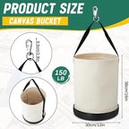 4 Pack Utility Canvas Tool Bucket 15" x 12" All Purpose Canvas Bucket Bag, Truck Tool Organizer with Plastic Bottom Metal Hook for Store Work Accessory, Load Capacity up to 150 Lbs (White)