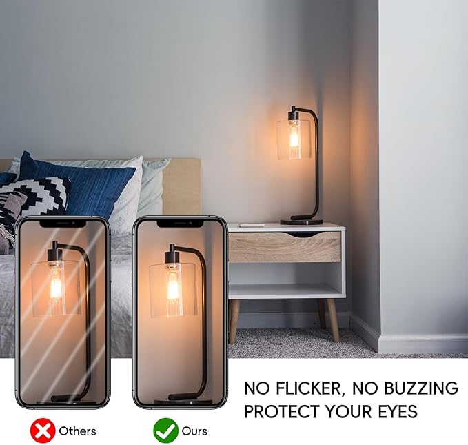 Jensense Edison LED Light Bulbs 8Watt Dimmable, 2700K Warm White, E26 Base, 60watt Equivalent, Vintage Bulbs 800lm CRI 90 Clear Glass, 64 Pack