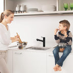 CREA Kitchen Bar faucets,Black Kitchen Sink Faucet Pull Out Sprayer Utility Small Prep Wet Bar Single Handle Hole,Commercial Modern rv Sink Low Arc Faucet Outdoor Laundry