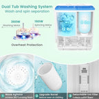 Auertech 20 Lbs Portable Washing Machine, Portable Washer for Apartment with 12 Lbs Washer, 8 Lbs Spinner, Mini Compact Top Load Washing Machine for RV Dorm