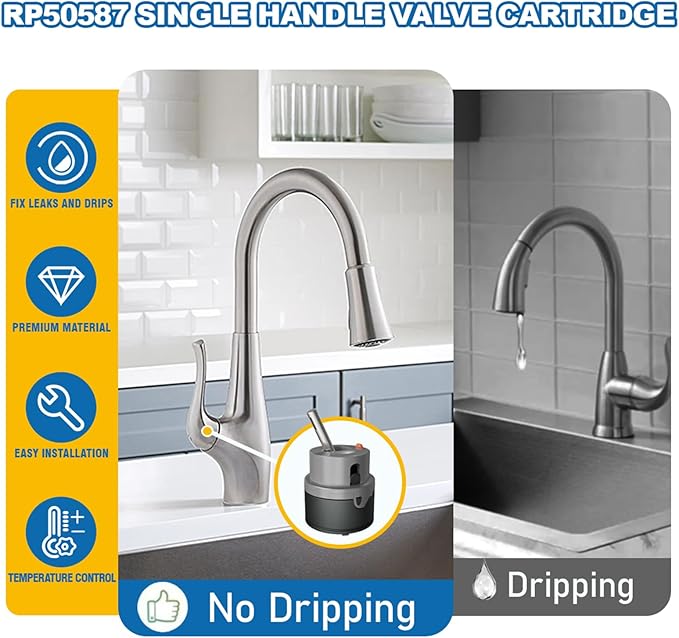 RP50587 Cartridge Compatible with Delta DST Single-Handle Kitchen and Lavatory Faucets (36mm) -Includes RP51503 Bonnet Nut and Allen Wrench