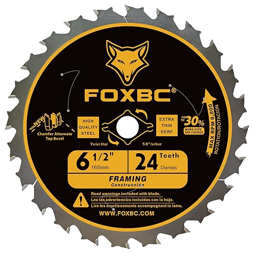 FOXBC 6-1/2 inch Circular Saw Blade 24T 60T Combo Pack, Wood Cutting, Thin-Kerf with 5/8" Arbor