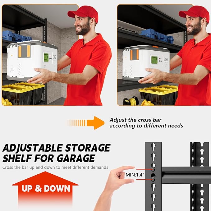 Heavy Duty Garage Shelving Unit 3000LBS, Adjustable 5-Tier Storage Rack with Boltless Design, 72" H X 45.2" W X 18.9" D Aluminum Metal Shelves for Basement, Garage & Warehouse Storage