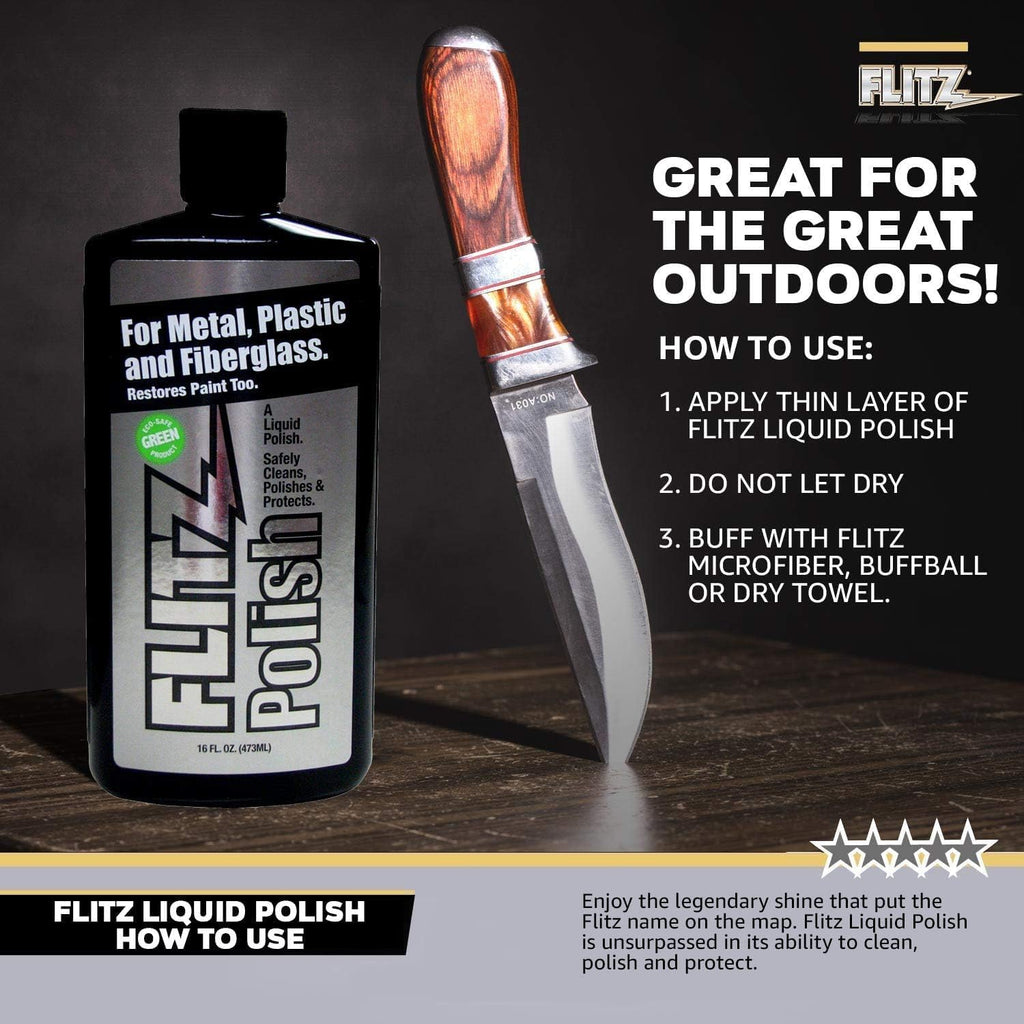 Flitz Multi Purpose Metal Polish Liquid - 7.6oz Bottle of USA-Made Tarnish Remover - For Aluminum, Chrome, Brass, Nickel, Silver - Non-Abrasive Metal Cleaner and Polish, Restorer (6 Pack)