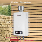 CAMPLUX 2.64 GPM Portable Tankless Water Heater, Outdoor Propane Water Heater with 4.33" S/S Rain Cap, for Camping, Cabin, Windproof Design, 68,000 BTU, BD264C