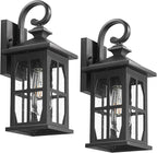 Darkaway Outdoor Light Fixtures Wall Mount, Outdoor Wall Lights Exterior Lighting Fixtures Waterproof Black Outside Wall Sconce with Seeded Glass for House Porch Hallway Garage Front Door
