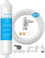 Inline Water Filter Kit for Ice Maker and Refrigerator,Include Feed Water Valve,1/4" Water Line and Quick Connect Fittings,Ideal for Ice Maker,Refrigerator,RO(Reverse Osmosis) System