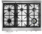 Awoco 36” Professional Stainless Steel Gas Cooktop, LPG/NG Convertible Gas Rangetop with 6 Sealed Burners, Stove top with cast iron grates Made in Italy & ETL Certified