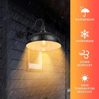 Outdoor Gooseneck Barn Light,16 Inch Dome Wall Sconce Farmhouse Exterior Mount Light Vintage Lighting Fixture Industrial Lantern, Entryway, Garage, 2 Pack, Black+White, (RZ007L-2 BK+WH)