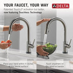 Delta Trinsic Touchless Kitchen Faucet with Touch Technology, Black Stainless Kitchen Sink Faucet with Pull Down Sprayer, Single Hole, Black Stainless 9159TL-KS-DST