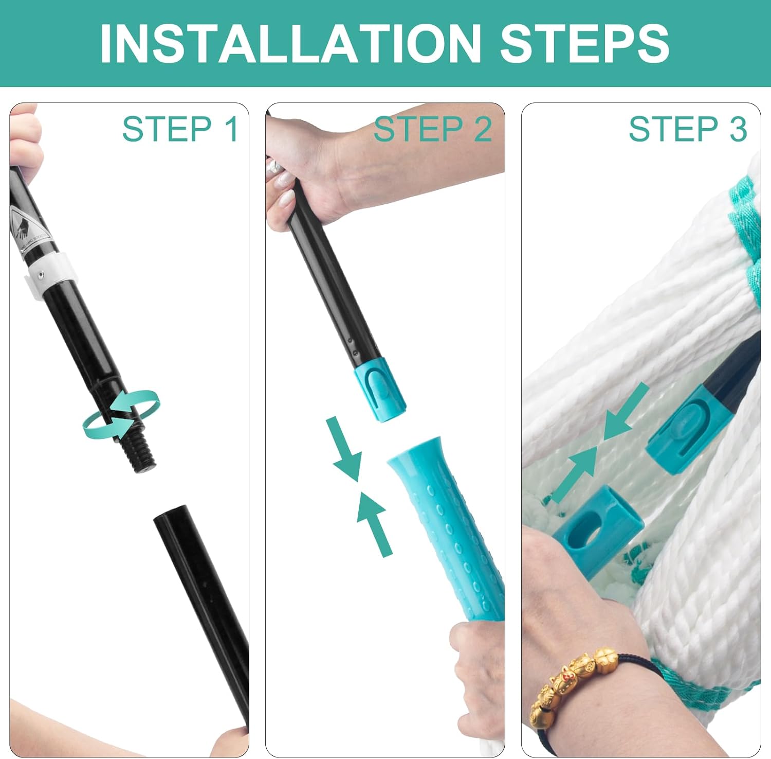 KeFanta Self Wringing Twist Mops for Floor Cleaning, Microfiber Floor mop with 57 " Long Handle, Easy Wring Mop for Hardwood Commercial Household Clean