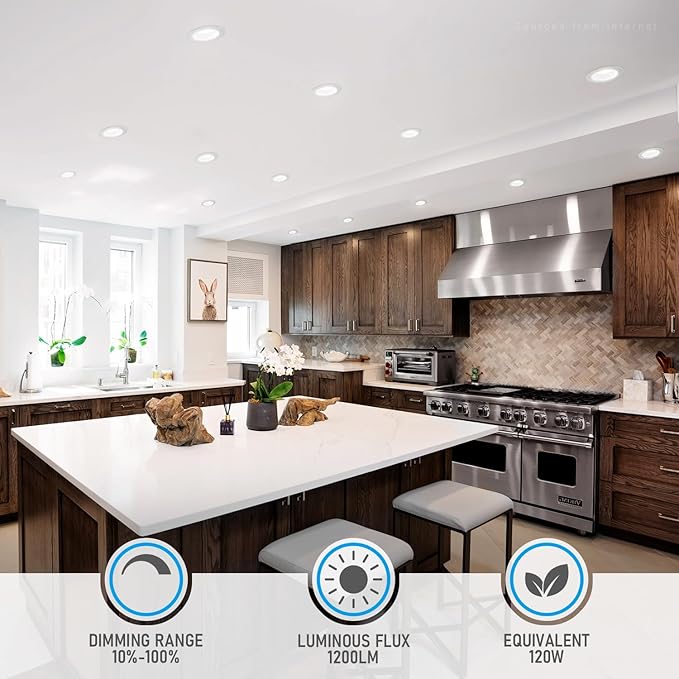 TORCHSTAR 8-Pack 5CCT 6 Inch LED Recessed Lighting Retrofit Downlight, Aluminum Anti-Glare Deep Baffle Trim, 1200LM 15W=120W, CRI90 Dimmable Remodel Can Lights, JA8 ETL, 2700K3000K3500K4000K5000K