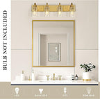 Emliviar 30 Inch Gold Vanity Light, 4-Light Bathroom Light Fixtures with Clear Glass Shade, Brushed Gold Finish, YCE237B-4W BG