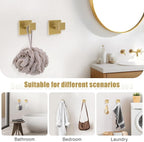 TQKAG Brushed Gold Bathroom Hardware Accessories Set 5 Pieces, Double Post Pivoting Toilet Paper Holder Set Stainless Steel Square Bathroom Towel Bar Holder Set Wall Mounted