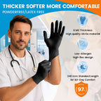 6 mil Disposable Nitrile Gloves, Heavy Duty Disposable Glove, Cooking Gloves, Latex Free, Powder Free (Black of 100, X-Large)
