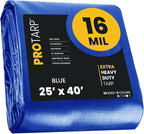 PROTARP Extra Heavy Duty 16 Mil Tarp Cover, Waterproof, UV Resistant, Rip and Tear Proof, Poly Tarpaulin with Reinforced Edges for Roof, Camping, Patio, Pool, Boat. (Blue 25′ X 40′)