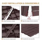 Goovilla Plastic Interlocking Deck Tiles, 36 Pack Outdoor Patio Flooring, 12"x12" Interlocking Decking Tile Outdoor All Weather Use, Waterproof Patio Pavers for Pool Balcony Backyard Porch, Dark Brown