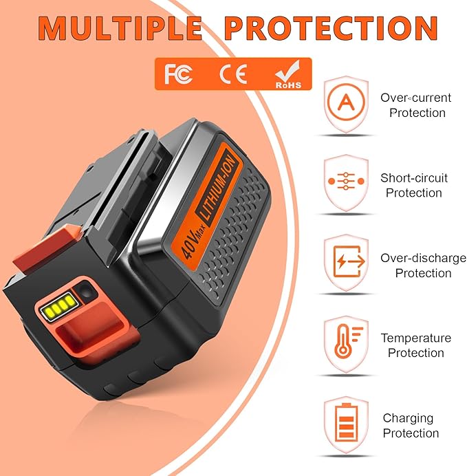 40V 3000mAh Replace Long-Lasting Battery for Black and Decker 40V Lithium Battery, High-Capacity Compatible with Black and Decker 40 Volt Power Tools & LBX2040 LBXR2036