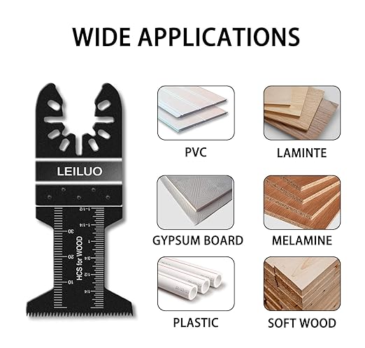 LEILUO 50 Pcs Multitool Blades Set for Wood Oscillating Saw Blades Universal Oscillating Tool Accessories with Storage Bag Compatible with DeWalt Makita Dremel and More