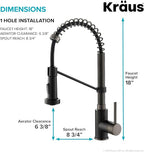 KRAUS Bolden Commercial Style 2-Function Single Handle Pull Down Kitchen Faucet in Matte Black/Black Stainless, KPF-1610MBSB (Pack of 1)