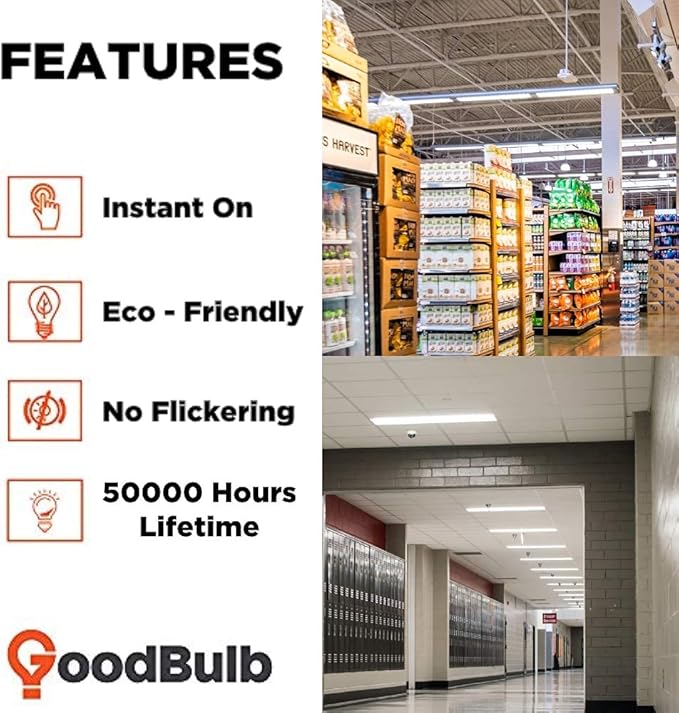 GoodBulb 48-Inch T8 LED Light Bulbs 15-Watt, 5000K Daylight White Color, 1950-Lumens, Type A+B with Medium Bi-Pin Base (Pack of 10 Bulbs)