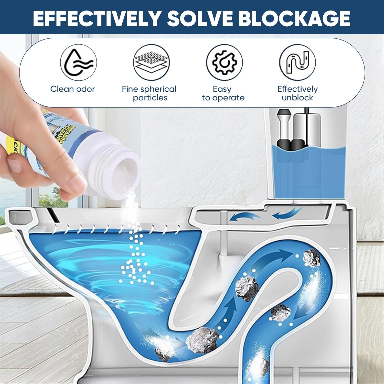 Sink & Drain Cleaner, Dodorado Drain Cleaner Powder, 3.9 oz Bottle, Sewer Pipe Maintainer for Kitchen, Bathtub, Shower Drains (3Bottles)