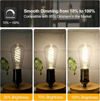 ST58 Edison Bulbs 60 Watt Led, 4000K Vintage Light Bulbs, E26 Led Bulb 60 Watt Dimmable Plastic 600ML, Antique Decorative Filament LED Bulb for Bedroom Office Fan Lights Ceiling Fixtures 12 Pack