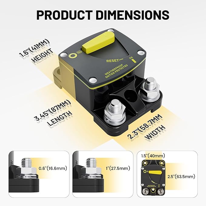 RED WOLF 30A Circuit Breaker DC 12-48V W/Manual Reset Manual Reset for Car Audio RV Marine Boat Truck Trolling Motors Stereo Audio Electronic Battery Solar System