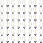 48 Pack Shatterproof LED Replacement Bulbs for Outdoor String Lights, S14 Edison Bulbs for Patio String Lights Outdoor Waterproof, Warm White 2200K, Dimmable, E26 Standard Base