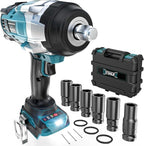 Cordless Impact Wrench 1/2" Compatible with Makita 18v Battery, 1700 Ft-lbs High Torque Impact Driver with 6Pcs Sockets & Storage Case, Impact Gun with 4 Modes & LED Light(Tool Only)