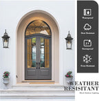 Emliviar 25 Inch Exterior Lighting Fixture, Black Outside Lights for House, Outdoor Wall Lantern with Water Ripple Glass, XE220B-SW BK