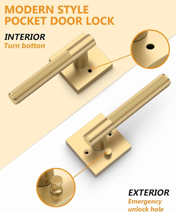 Asidrama 4 Pack Champagne Bronze Privacy Door Handles,Door Lever with Door Knobs Indoor for Bedroom or Bathroom, Heavy Duty Door Handles Interior with Locks for Left Right Sided Doors