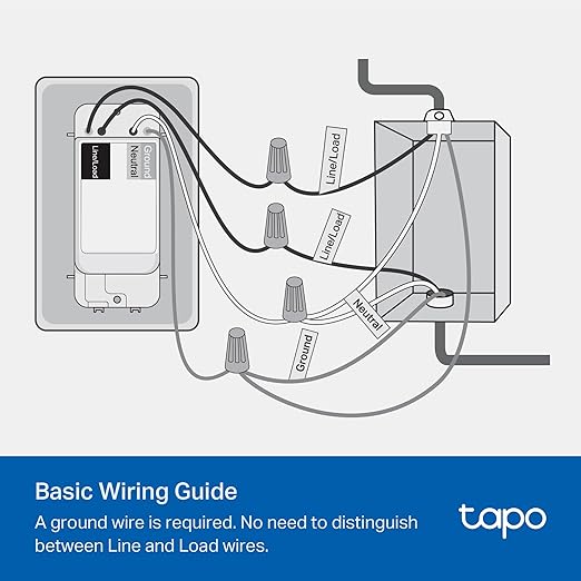TP-Link Tapo Smart Light Switch, Single Pole, Neutral Wire Required, 2.4GHz Wi-Fi Light Switch Compatible with Alexa and Google Home, UL Certified, No Hub Required, White, Tapo S500(4-Pack)