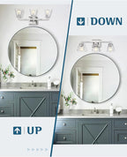 Modern Bathroom Light Fixture, HWH 3-Light Bathroom Light Fixtures Brushed Nickel Wall Vanity Light, Vanity Wall Lamp with Square Bell Glass Shade, 5HY68B-3W BN