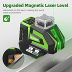 Huepar Self Leveling Green Laser Level Cross Line with 2 Plumb Dots Laser Tool -360 Horizontal Line Plus Large Fan Angle of Vertical Beam -Li-ion Battery with Type-C Charging Port&Magnetic Base 7211CG