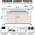 Washer and Dryer Pedestals - 24" W, 16" H, White Steel Universal Fit with Major Brands, Leak-Proof Laundry Pedestal with Drain Pan & Hose, Washer and Dryer Stand for Back Pain Relief, 800 lbs Capacity