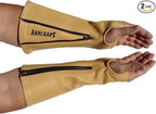 Arm Chaps Leather Protective Sleeves Arm Guard - Prevent Cuts, Scratches & Bruises - Genuine Cowhide - Ideal for Gardening & Construction - Left & Right Form-Fitting. Tan (1 Pair/XX-Small).