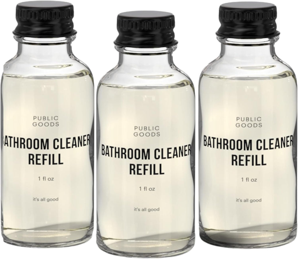 Public Goods Bathroom Cleaner Refill | Refill Concentrate for Toilets, Tile, Showers, Sinks | Cruelty Free, Vegan Friendly | Scented with Lemon Rosemary Essential Oils | 3 Pack - 24 Oz Diluted