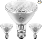 Par30 Long Neck Halogen Flood Bulbs 75W 120V, Par30 Halogen Indoor Floodlight Bulbs Outdoor E26 Dimmable 2700K Bulb 2 Pack for 5-6in Recessed/Ceiling Can/Accent/Tracking Lights
