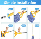 Commercial Mop, 63Inch Handle Heavy Duty Industrial Mop Looped-End String Wet Mops for Floor Cleaning for Warehouse, Workshop, Garage, Office, Home, Deck(1 Mops Head)