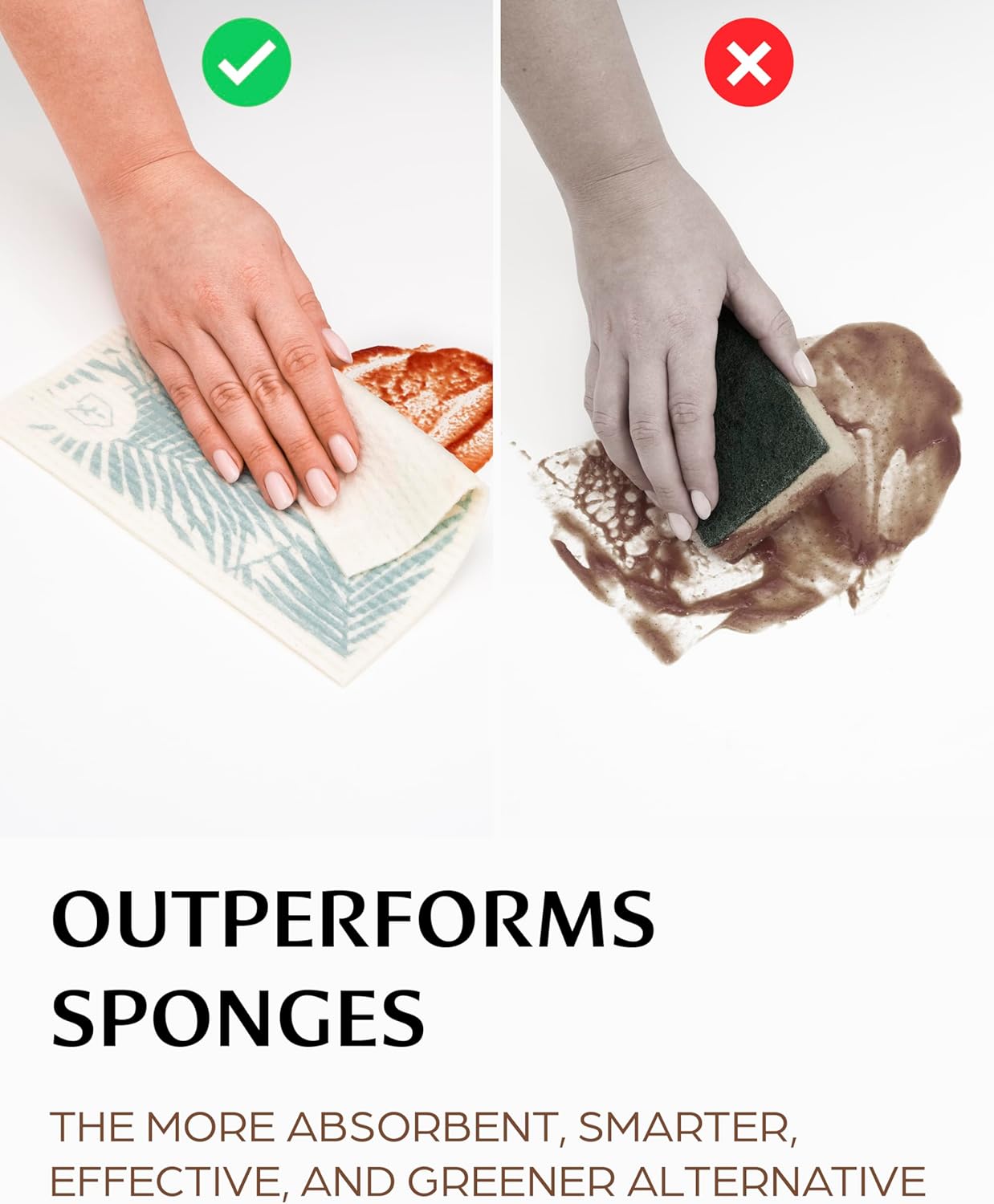 Swedish Dish Cloths for Kitchen - Reusable Dishcloths for Washing Dishes - Each Cellulose Dish Cloth Replaces 15 Rolls of Paper Towels and is More Absorbent Than a Sponge - Dishcloth Set of Six