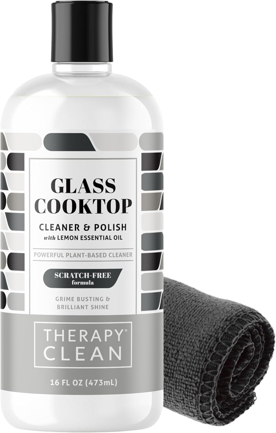 Therapy Glass Cooktop Cleaner Bundle with Microfiber Cloth - Glass Stove Top Cleaner and Polish for Ceramic, Electric, Induction and Flat Top Surfaces