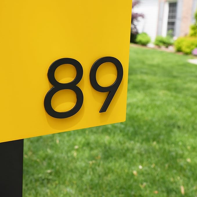 Adoorn 4 Inch Mailbox Numbers - Number 5, Black Color, Each Sold Individually, Premium Metal Self Stick Address Numbers, Weatherproof Mailbox Numbers for Outside