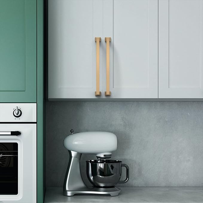 Asidrama 10 Pack 7 Inch(177mm) Hole Centers Champagne Bronze Kitchen Cabinet Handles,Cabinet Pulls Gold Kitchen Cabinet Hardware for Cupboard Drawer Pulls Dresser Handles