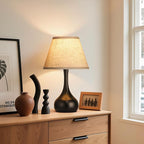 Touch Table Lamp for Bedroom Set of 2, 3-Way Dimmable Bedside Lamp for Nightstand, 17” Farmhouse Metal Desk Lamp with Linen Shade for Living Room, Kids Reading, Dorm, Home Office Decor, Bulb Included