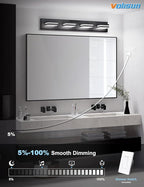 VOLISUN 5CCT Bathroom Light Fixtures Over Mirror, Dimmable, 360°Rotatable Head, 30 inch, 4 Light Bathroom Vanity Light Fixtures, Black LED Vanity Lights for Bathrooms-ETL Certificated