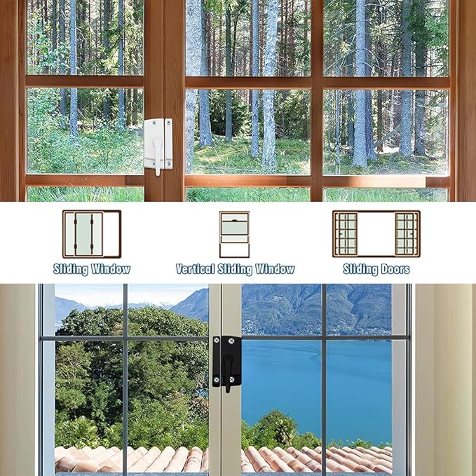 Window Sash Locks and Keeper ZUONAI 4 Pack Solid Metal Vinyl Window Sash Locks for Double Hung Window Latch Lock Replacement Security for Vertical and Horizontal Sliding Windows