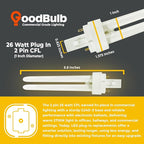 GoodBulb 26 Watt CFL Light Bulbs 2 Pin G24D-3 Base 2700K Soft White 26W High Output 1800 Lumens Double Tube Compact Fluorescent Light Bulbs Plug-in 10 Pack
