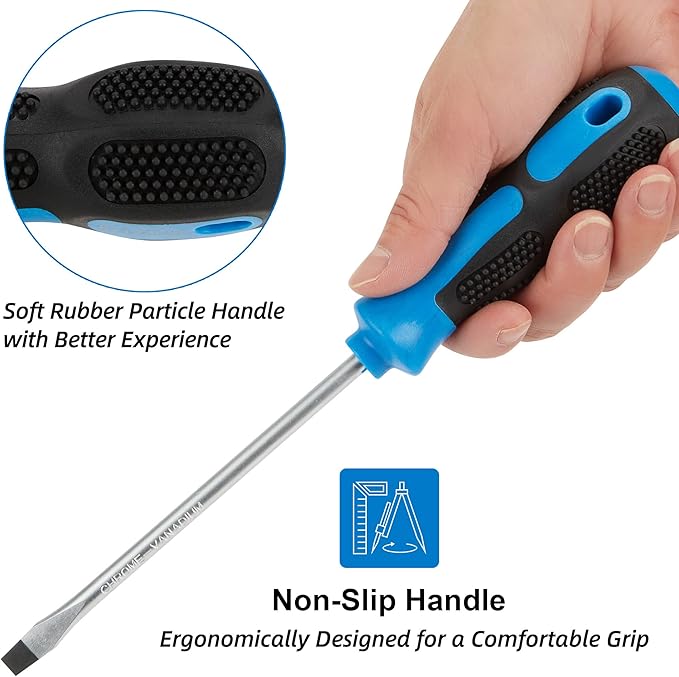 Magnetic Screwdriver Set 10 PCS,5 Phillips 5 Flat Head Precision Screwdriver, Professional Cushion Grip and Non-Slip for Repair Home Improvement Craft, Blue & Black